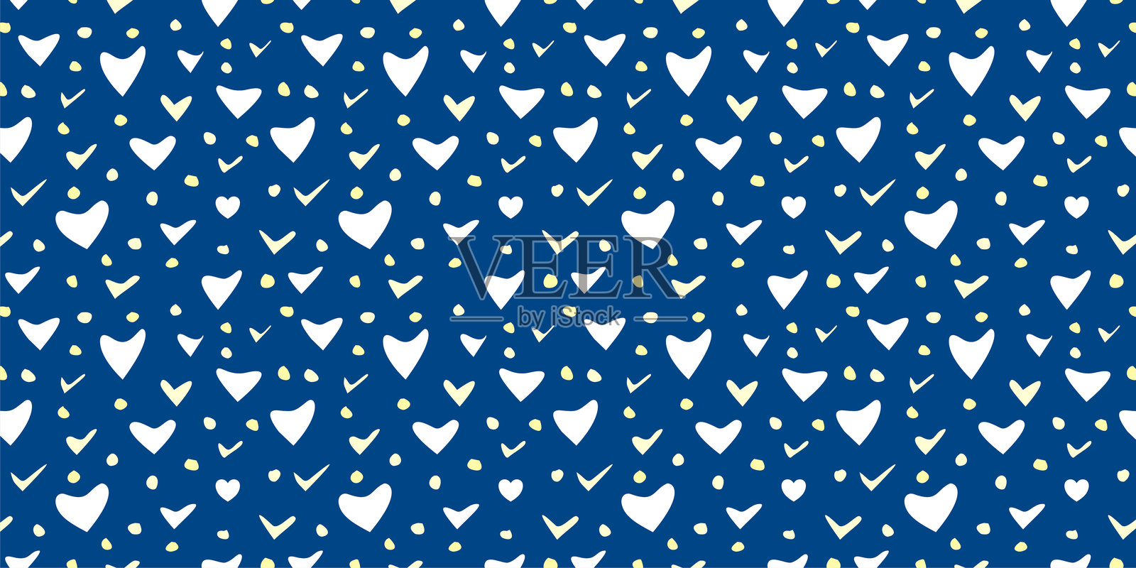 粉色背景上的白色心形无缝图案。浪漫爱情主题。心形图案。插画图片素材