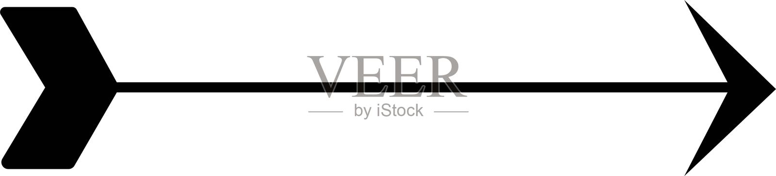 右箭头图标。简单的黑色扁平箭头图标，独立于白色背景。直指的箭头图标。指向右侧的黑色箭头。黑色方向指示器。插画图片素材