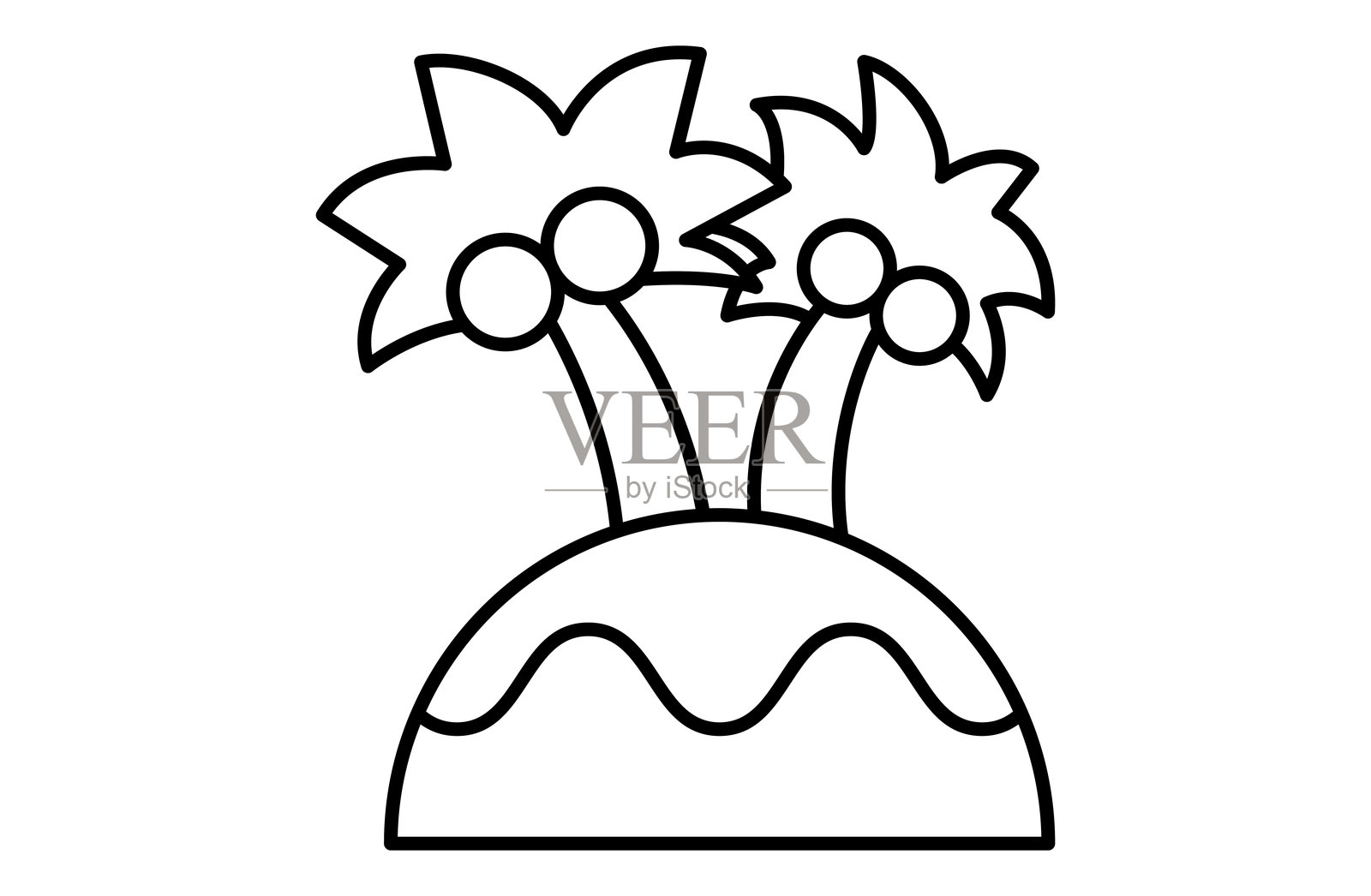 无人岛，简单的岛屿图标矢量插图，孤独的岛屿，南方岛屿插画图片素材