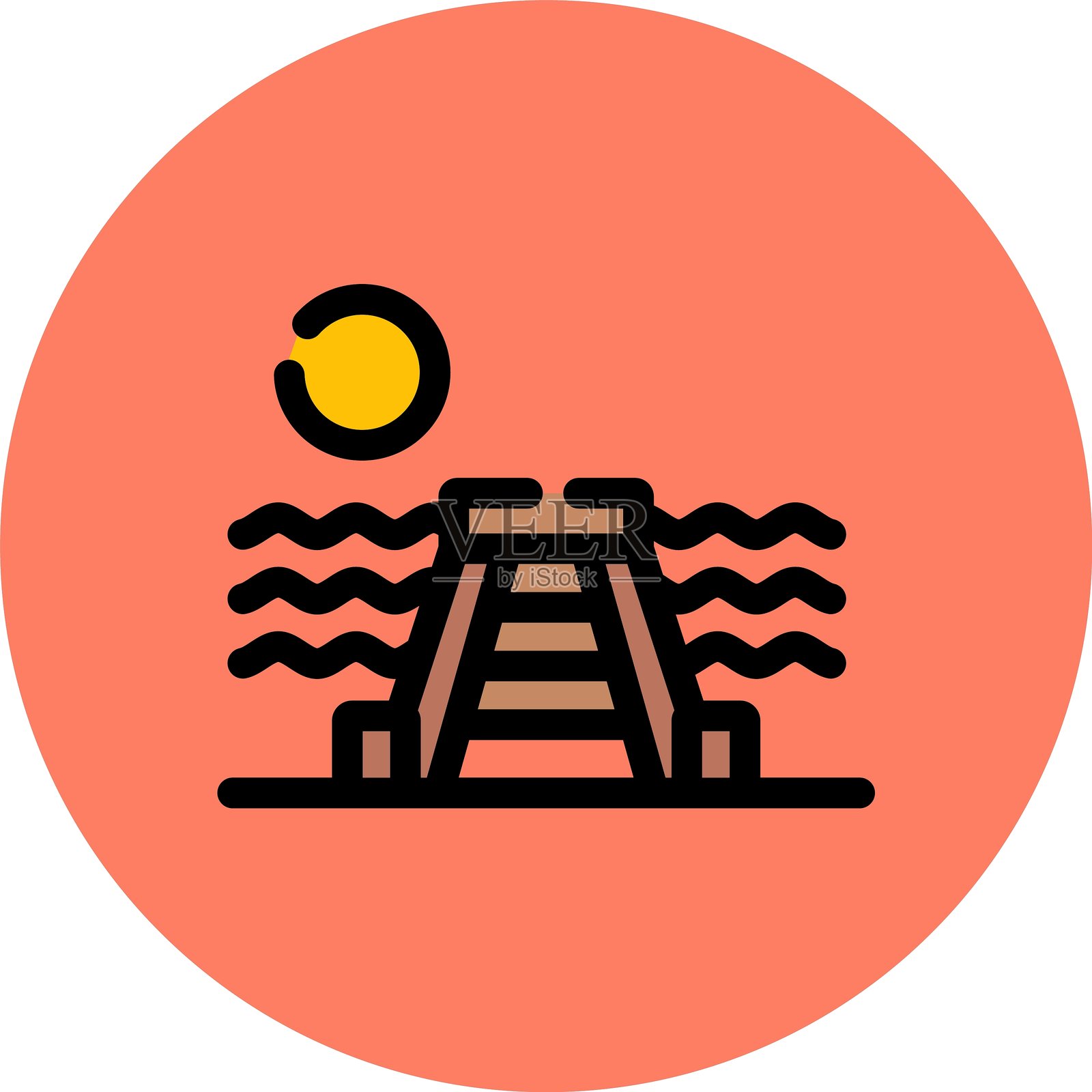 码头风景图标插画图片素材