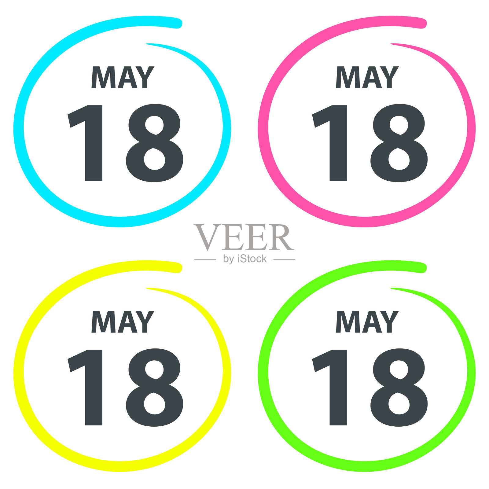 5月18日 - 在白色背景上用荧光笔圈出的日期插画图片素材