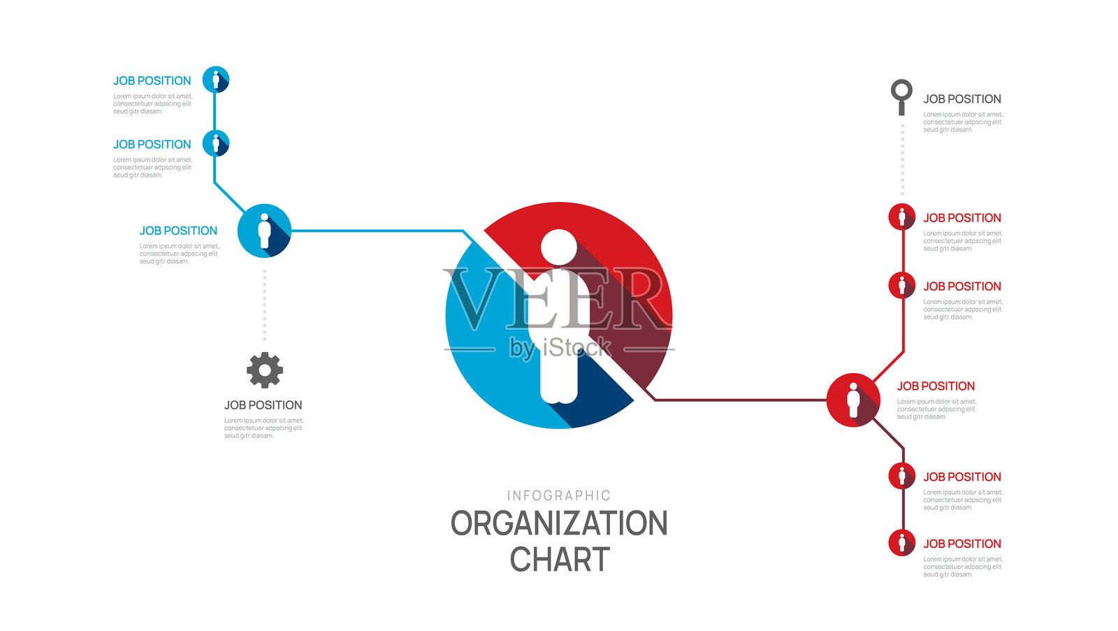 商业组织线图信息图模板，包含头像图标。矢量插图。插画图片素材