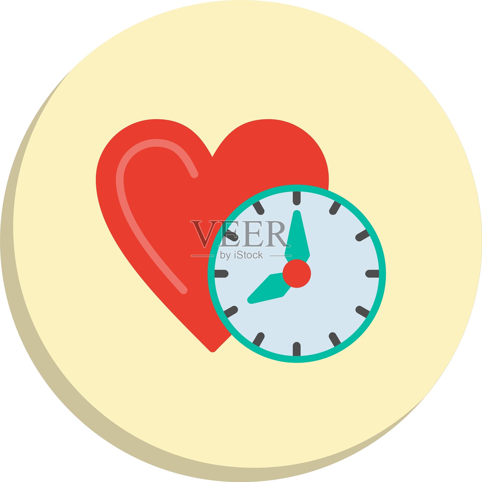 时钟时间扁平圆形图标设计插画图片素材