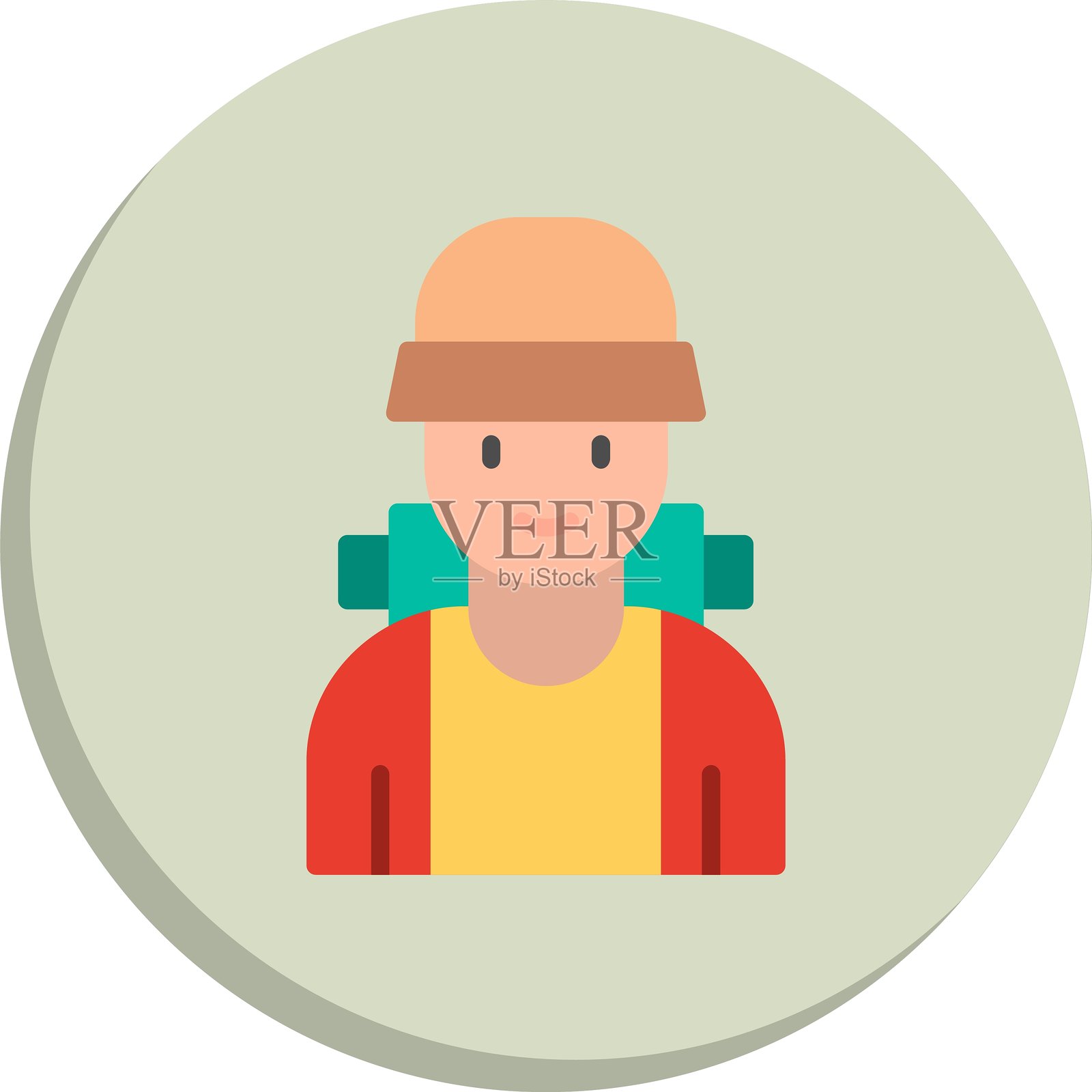 旅行者扁平圆形图标设计插画图片素材