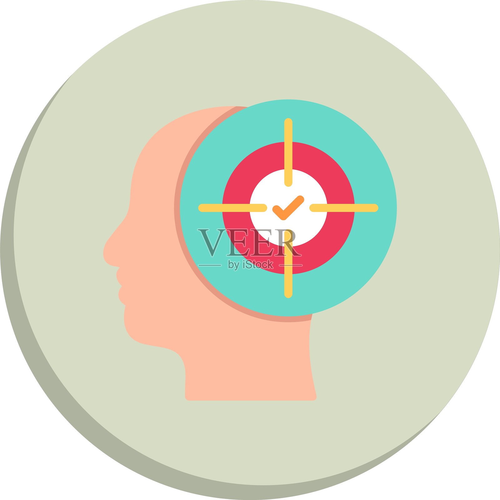 集中平面圆形图标设计插画图片素材