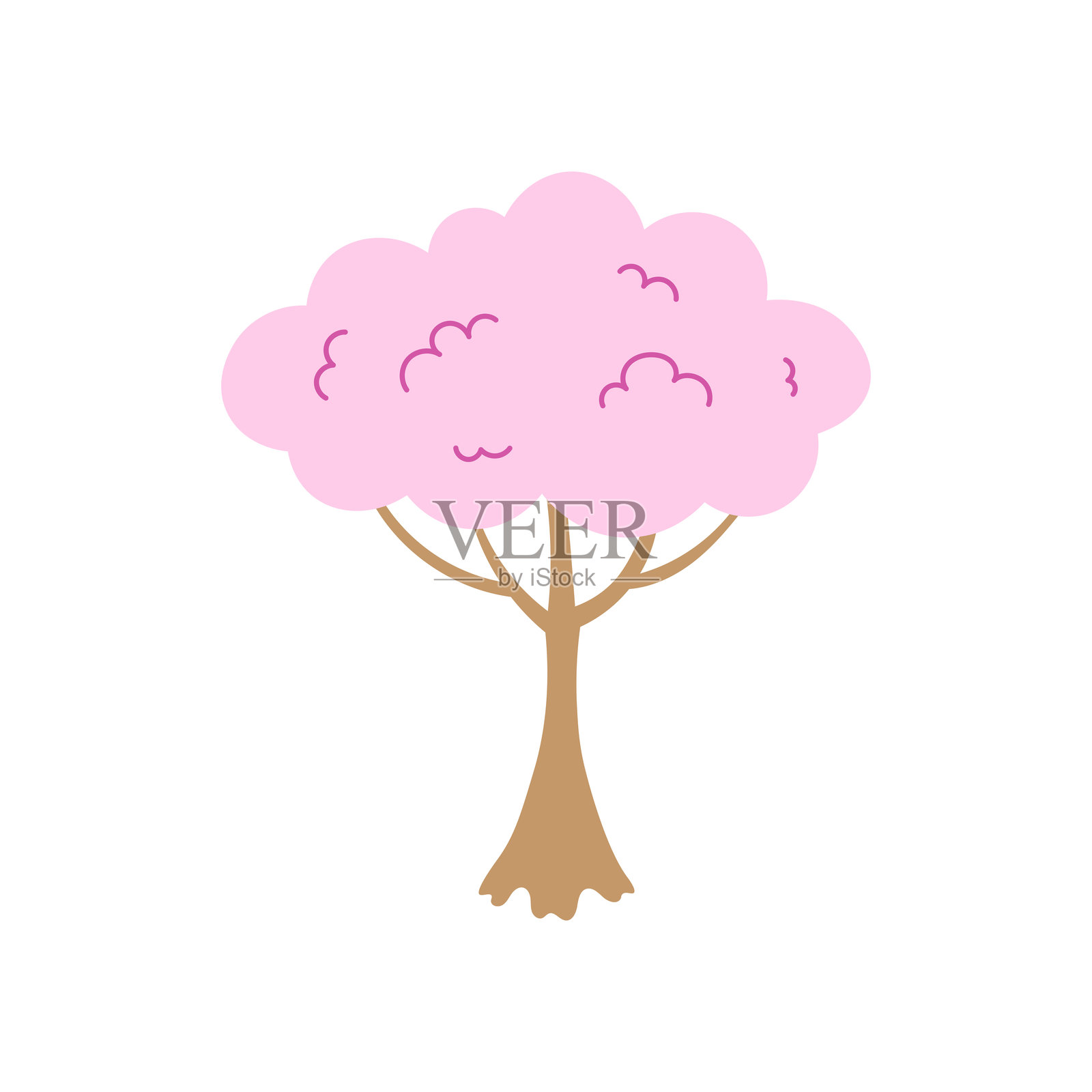 粉色樱花树插图插画图片素材