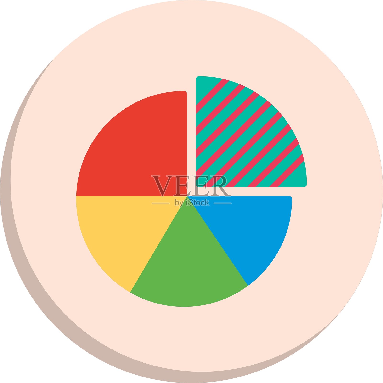 饼图扁平圆形图标设计插画图片素材