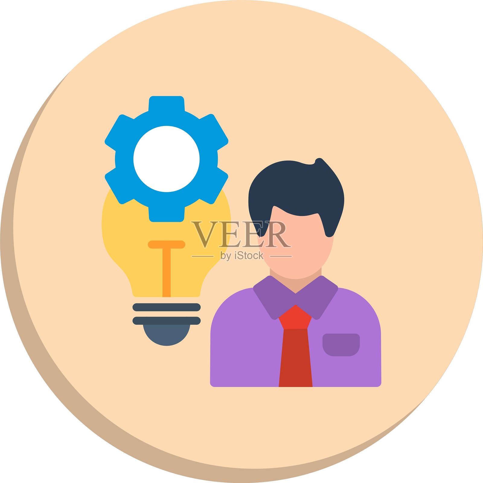 人才扁平圆形图标设计插画图片素材