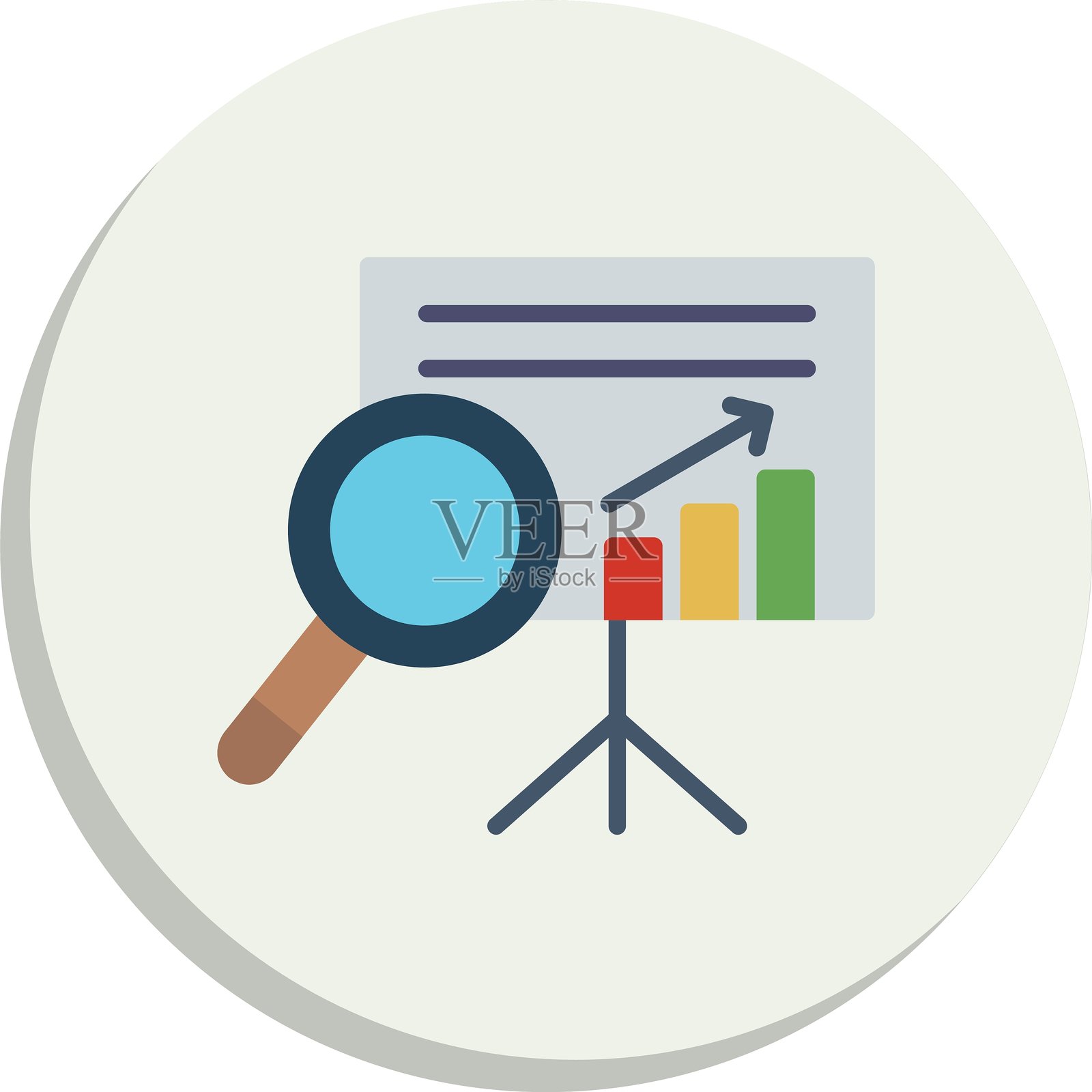 分析扁平圆形图标设计插画图片素材