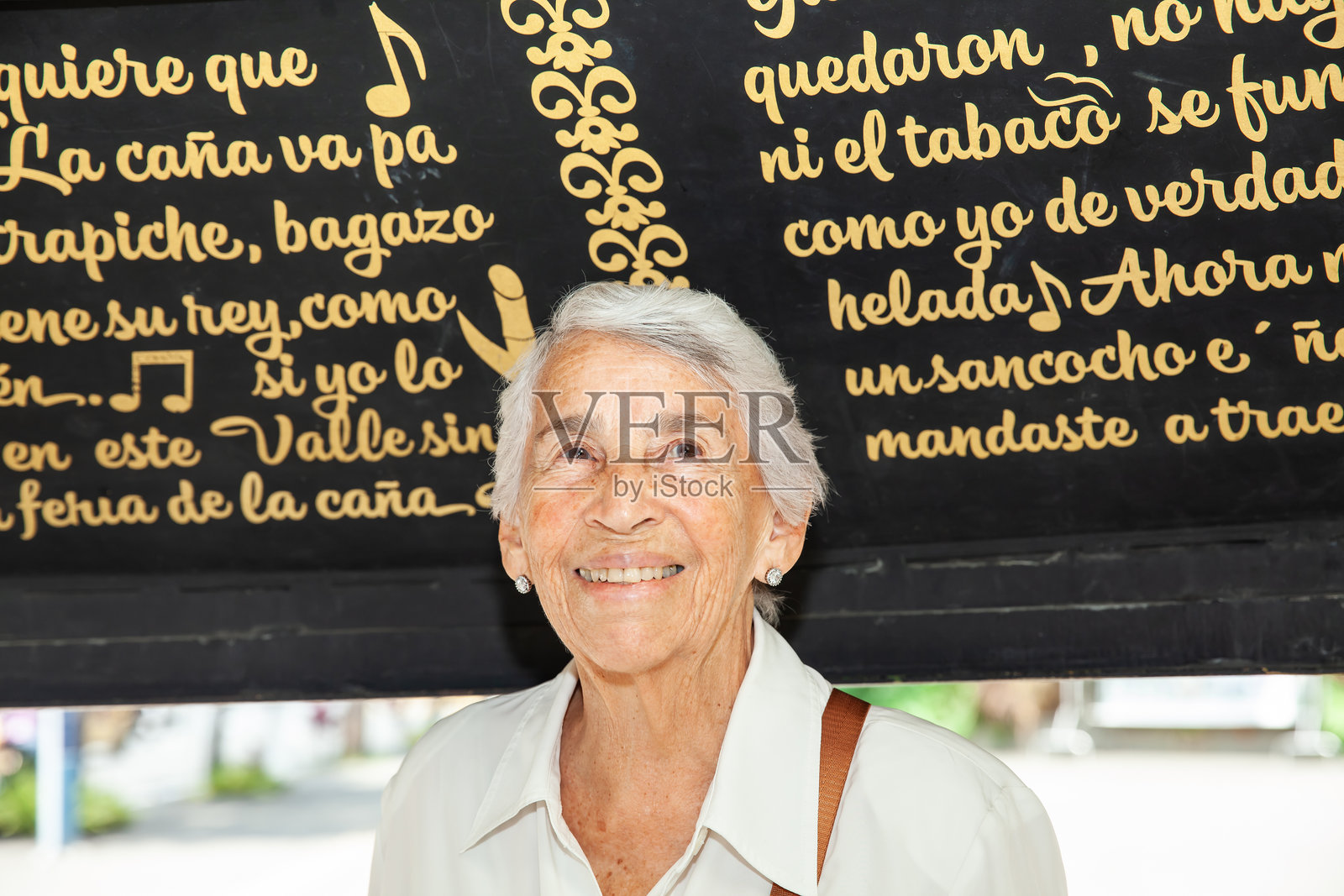 著名的哈伊罗·瓦雷拉广场的老年游客。老年旅行概念。照片摄影图片