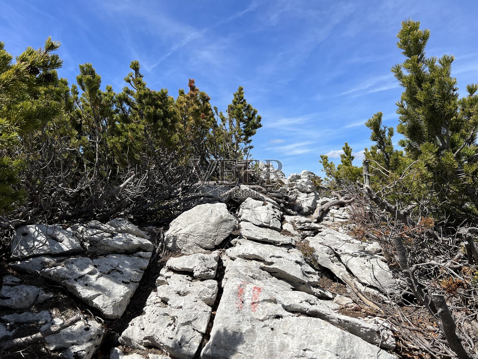 克罗地亚北韦利比特国家公园的登山标志和攀岩标记照片摄影图片