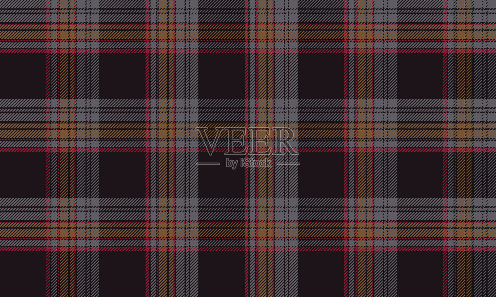 无缝格子图案，棕色、灰色、黄色和粉色调，适合设计如裙子、裤子等带有精致经典图案的服装。插画图片素材