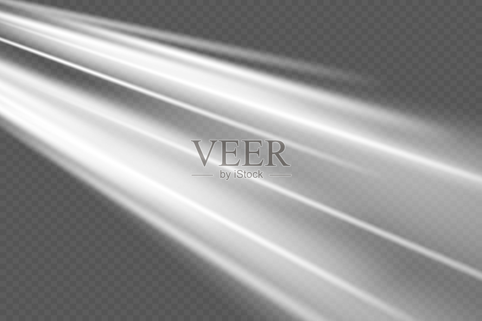 霓虹白色的速度线。动态光线运动的轨迹。插画图片素材