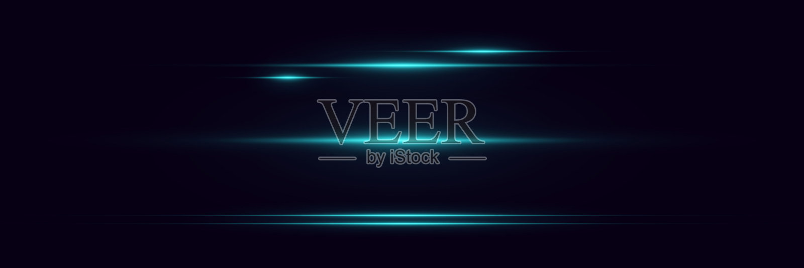 一组霓虹灯光线，水平光效。插画图片素材