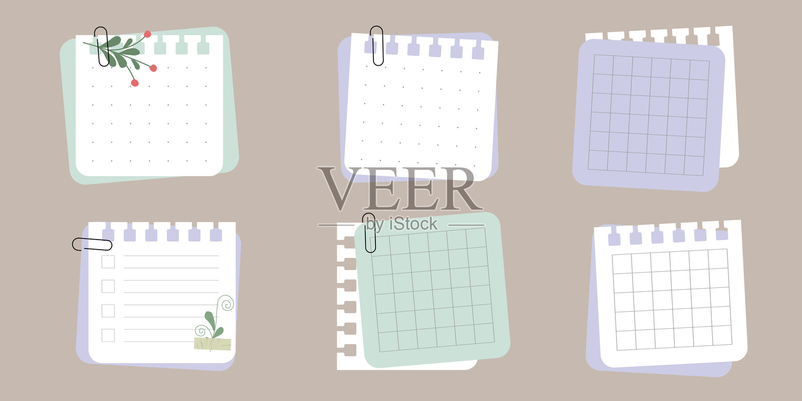 子弹日记模板。每周、每日计划器。心理健康计划器。插画图片素材