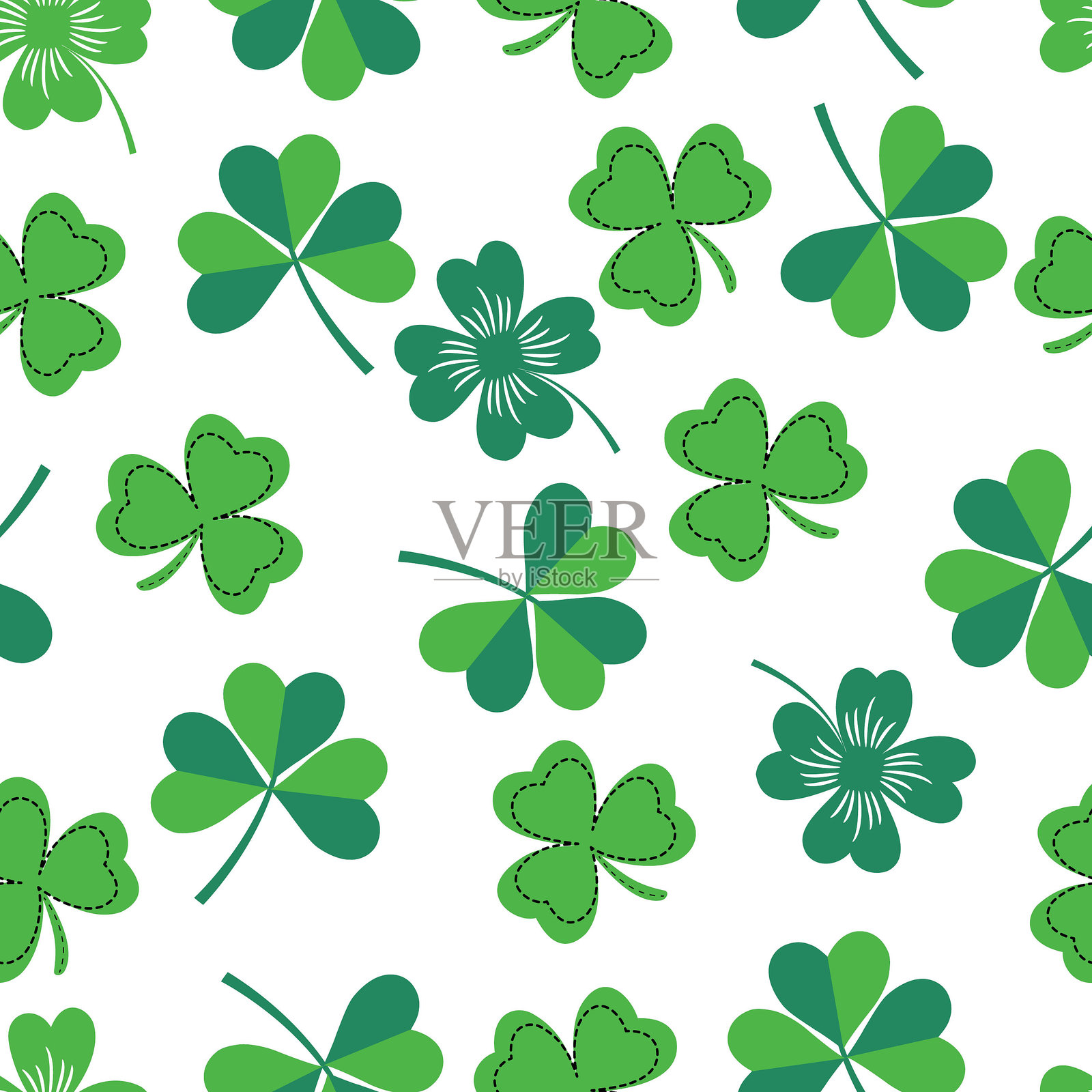 三叶草无缝图案。插画图片素材