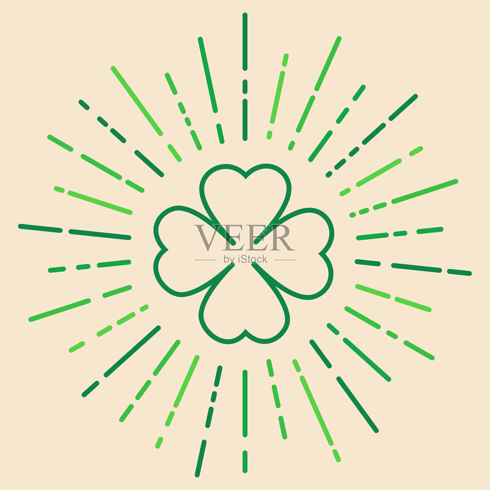 四叶草形状的圣帕特里克节发光线条背景插画图片素材