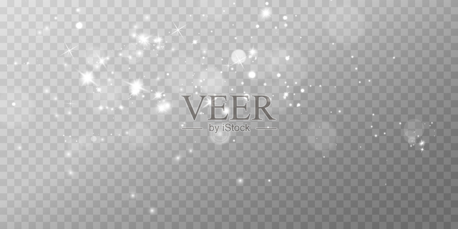 白色PNG尘埃光。散景光效背景。圣诞节闪耀尘埃的背景，发光的圣诞灯光，散景彩屑和闪光叠加纹理，适合您的设计。插画图片素材