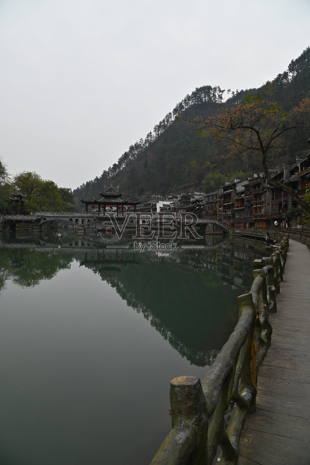 凤凰古城的鸟瞰图照片摄影图片