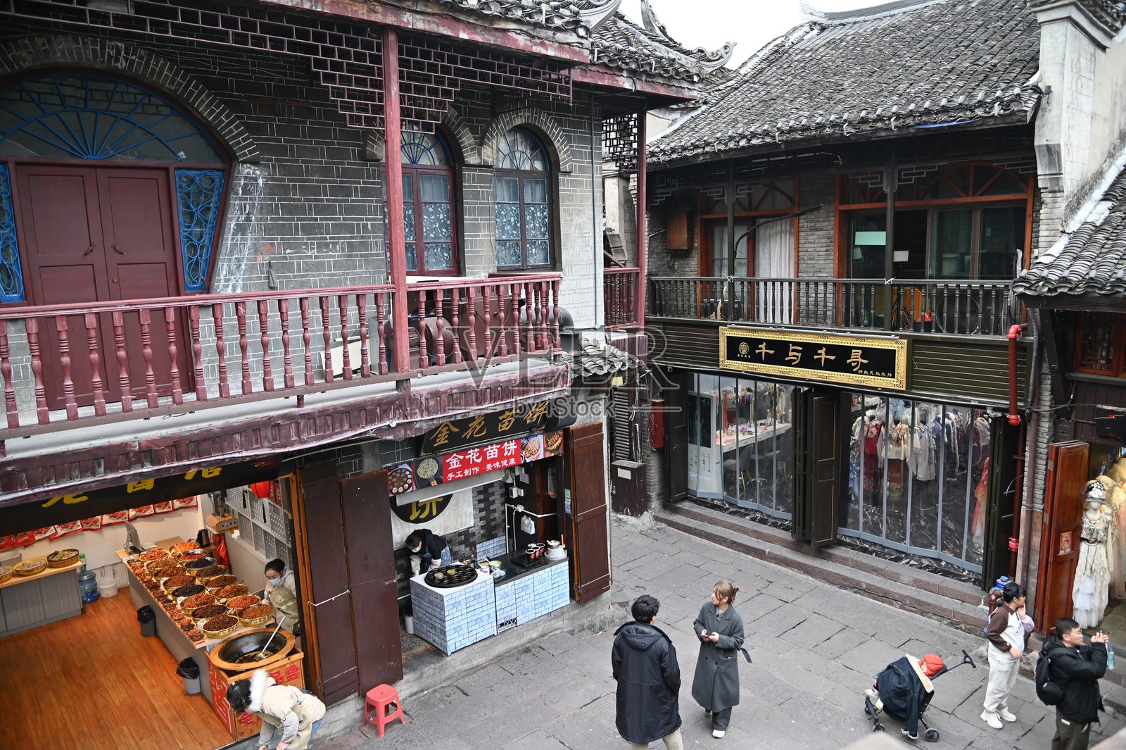 凤凰古镇的鸟瞰图照片摄影图片