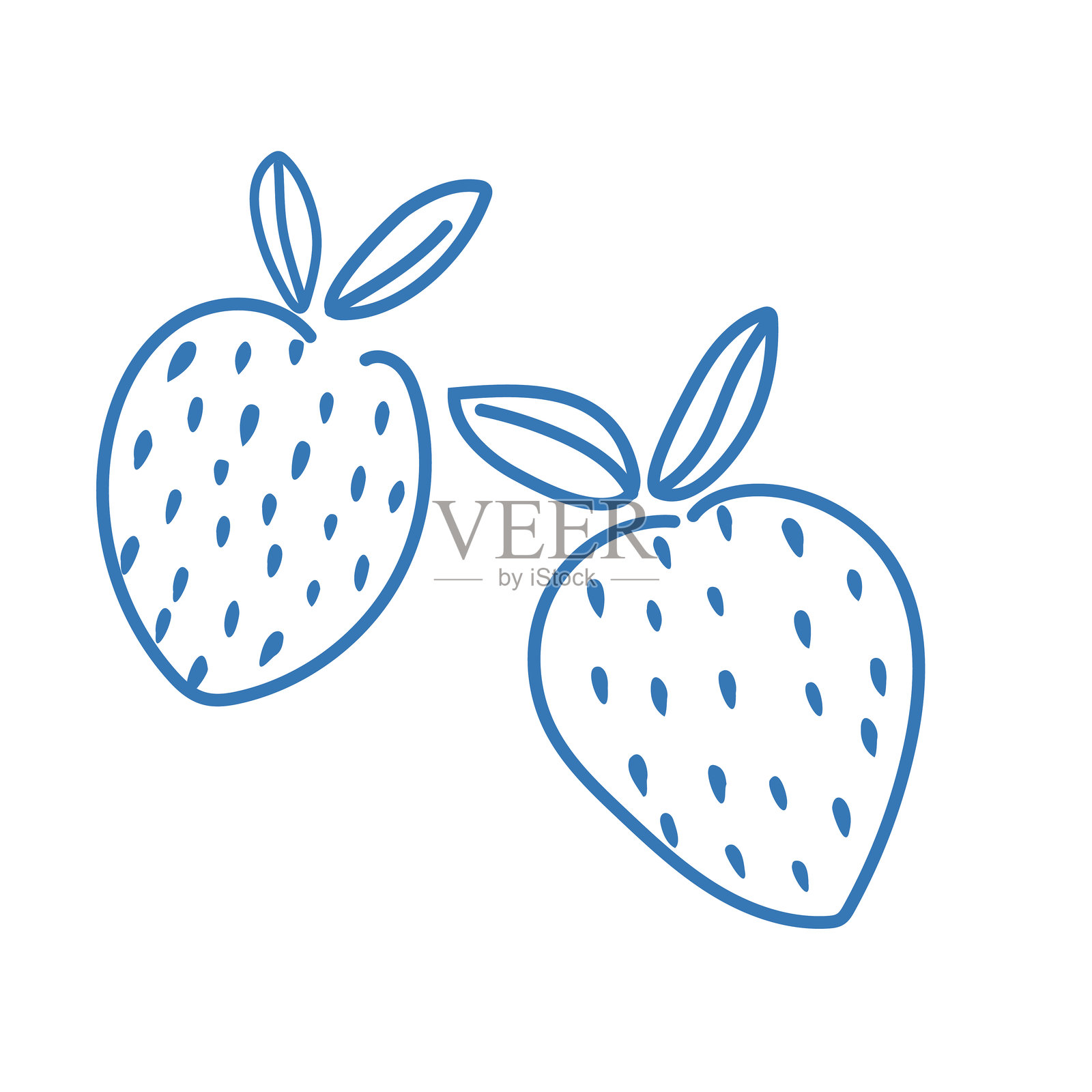 透明背景上的草莓线条艺术插画图片素材