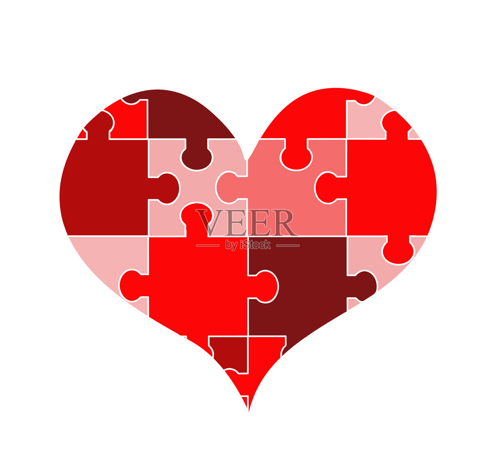 拼图红色爱心的矢量插图插画图片素材