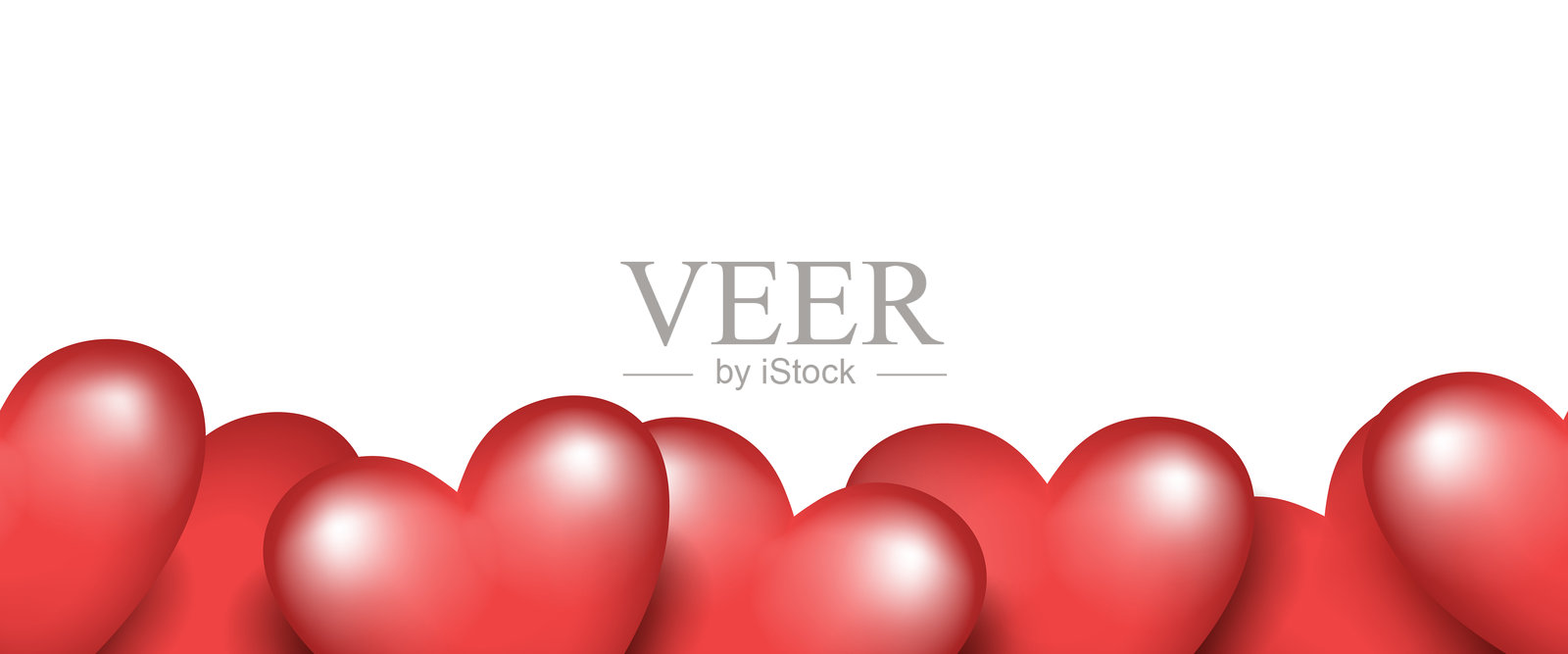 由3D心形组成的框架或边框。矢量插图，背景透明。插画图片素材