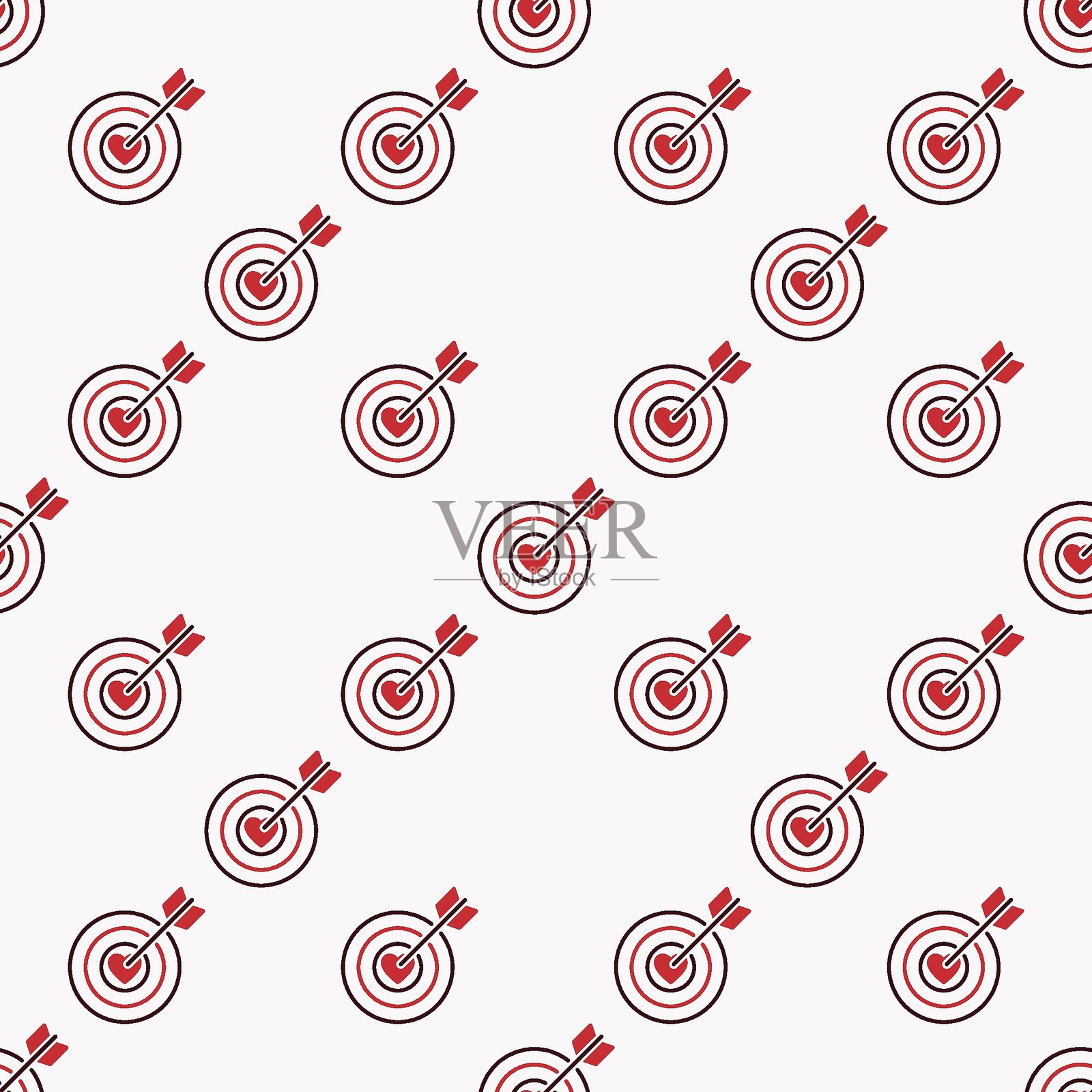 心形图案在靶心内的无缝背景，表达爱与情感插画图片素材