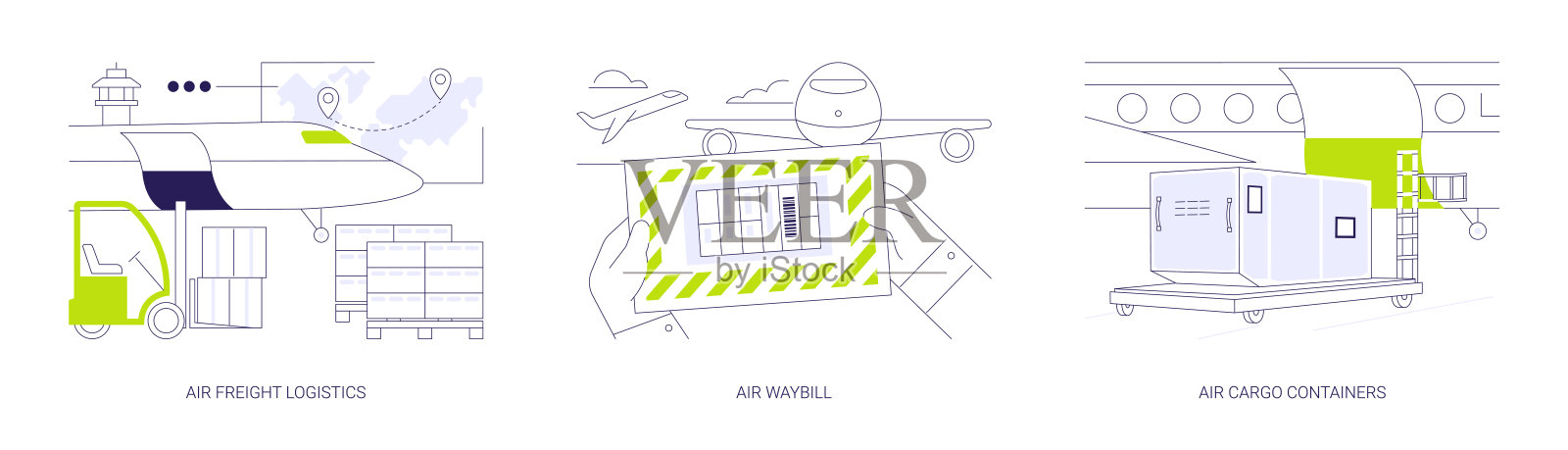 全球航空运输抽象概念矢量插图。插画图片素材