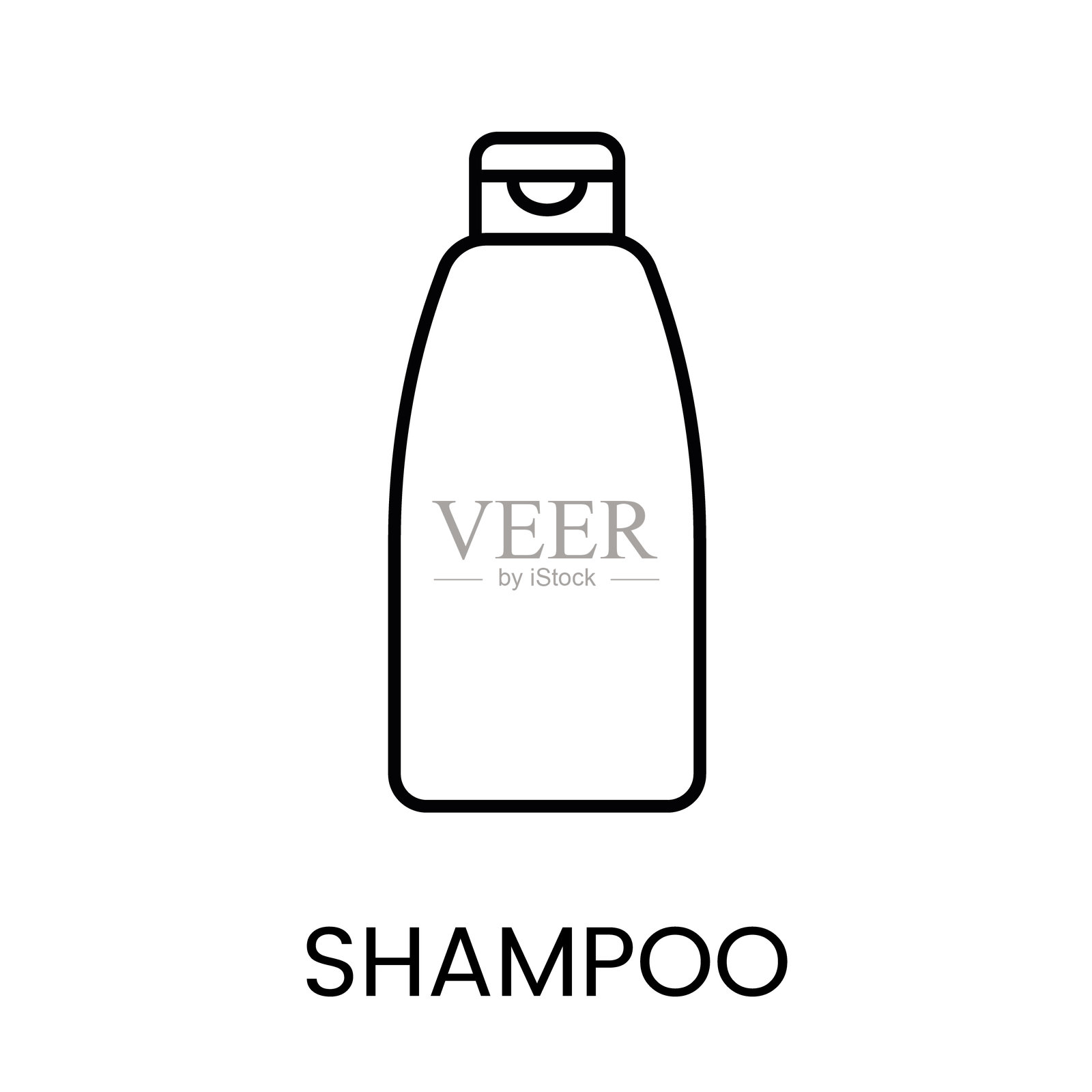 一个代表护发产品的洗发水瓶图标，带有可编辑的线条插画图片素材