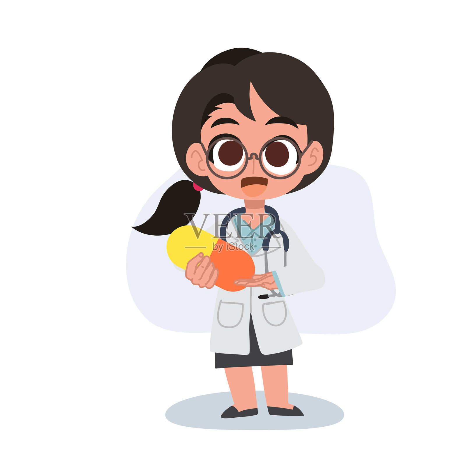 友好的女性医生插图，讲解药物安全和药学护理插画图片素材