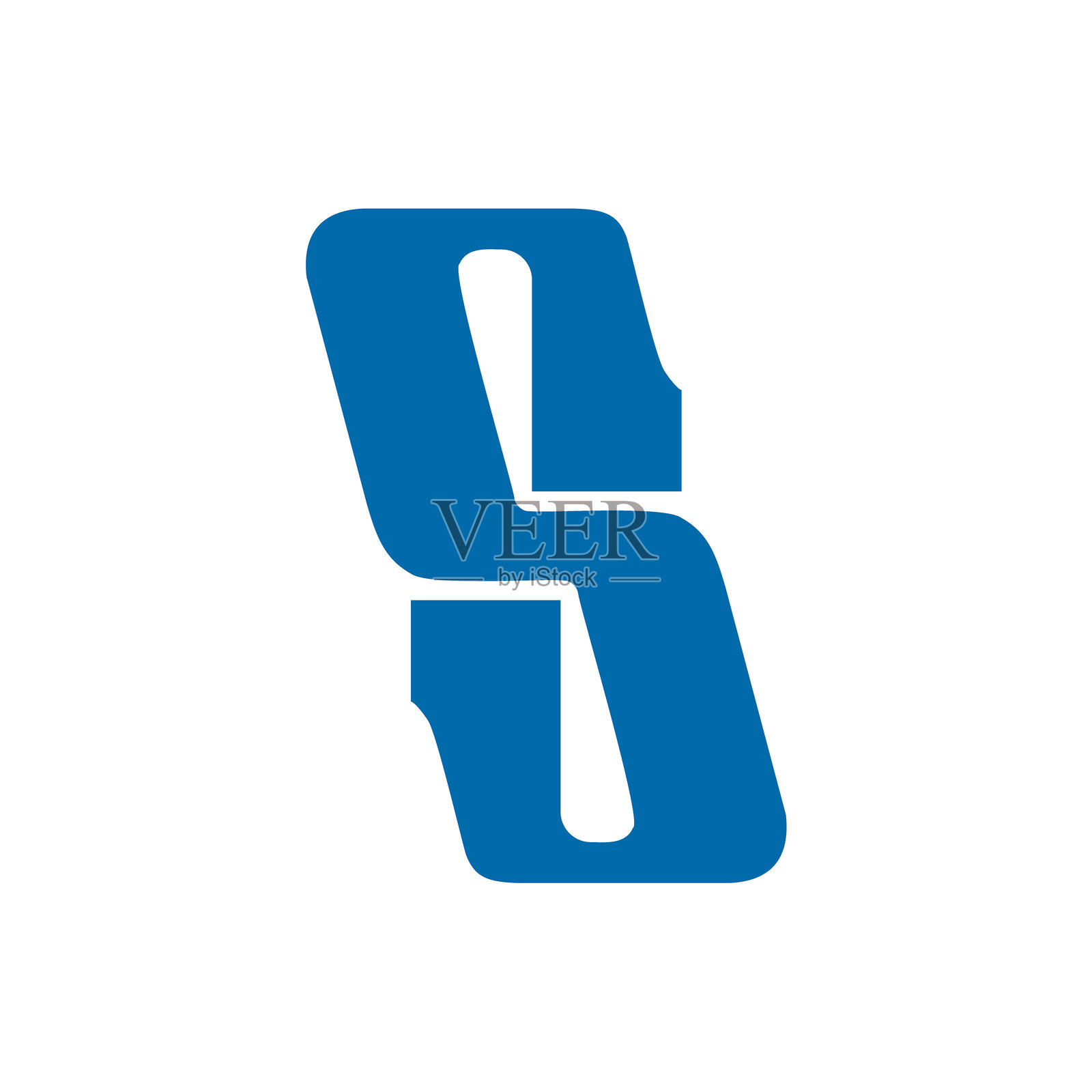 现代蓝色极简风格的抽象风格化字母S设计插画图片素材