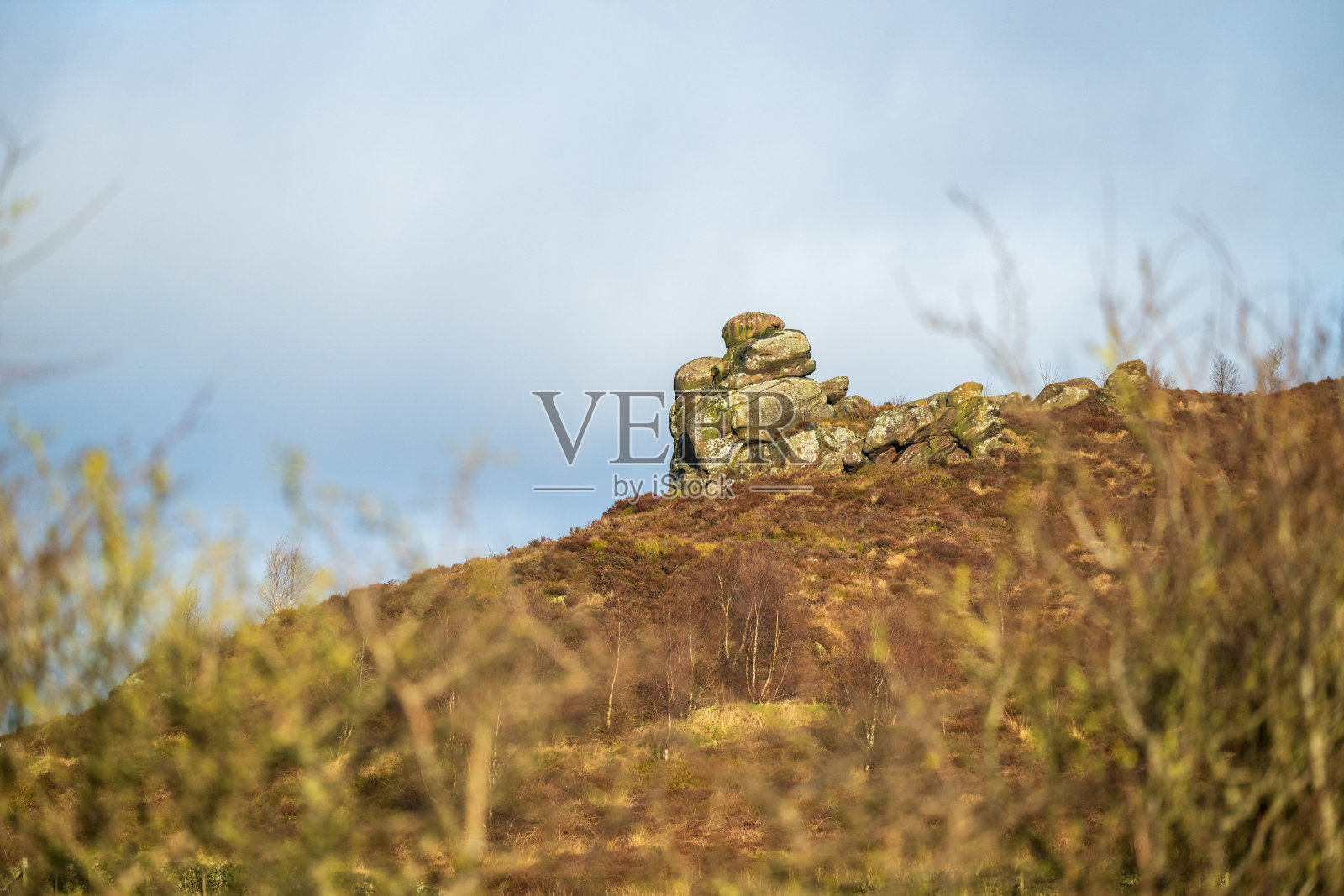 斯塔福德郡峰区国家公园的拉姆肖岩石上的砂岩露头。照片摄影图片