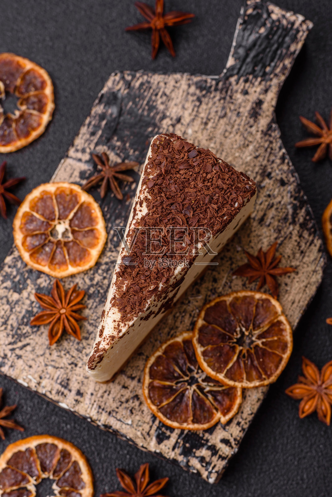 美味的奶酪蛋糕，配有马斯卡彭奶酪照片摄影图片