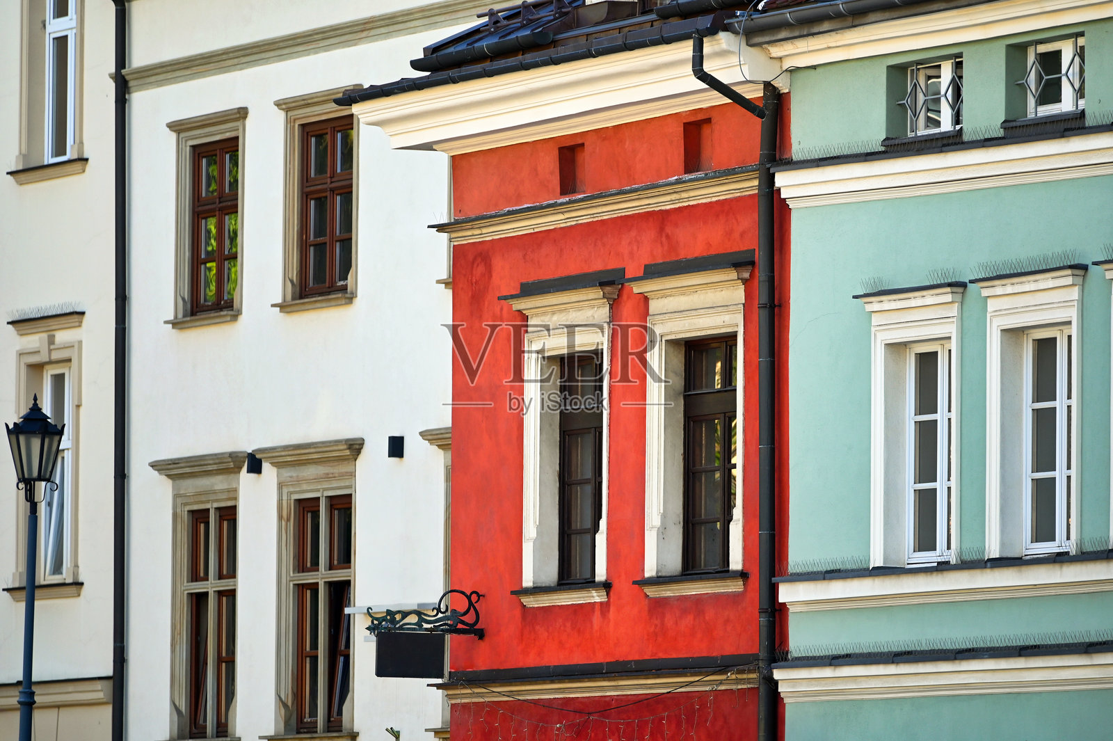 克拉科夫犹太区卡齐米日的老建筑墙面细节照片摄影图片