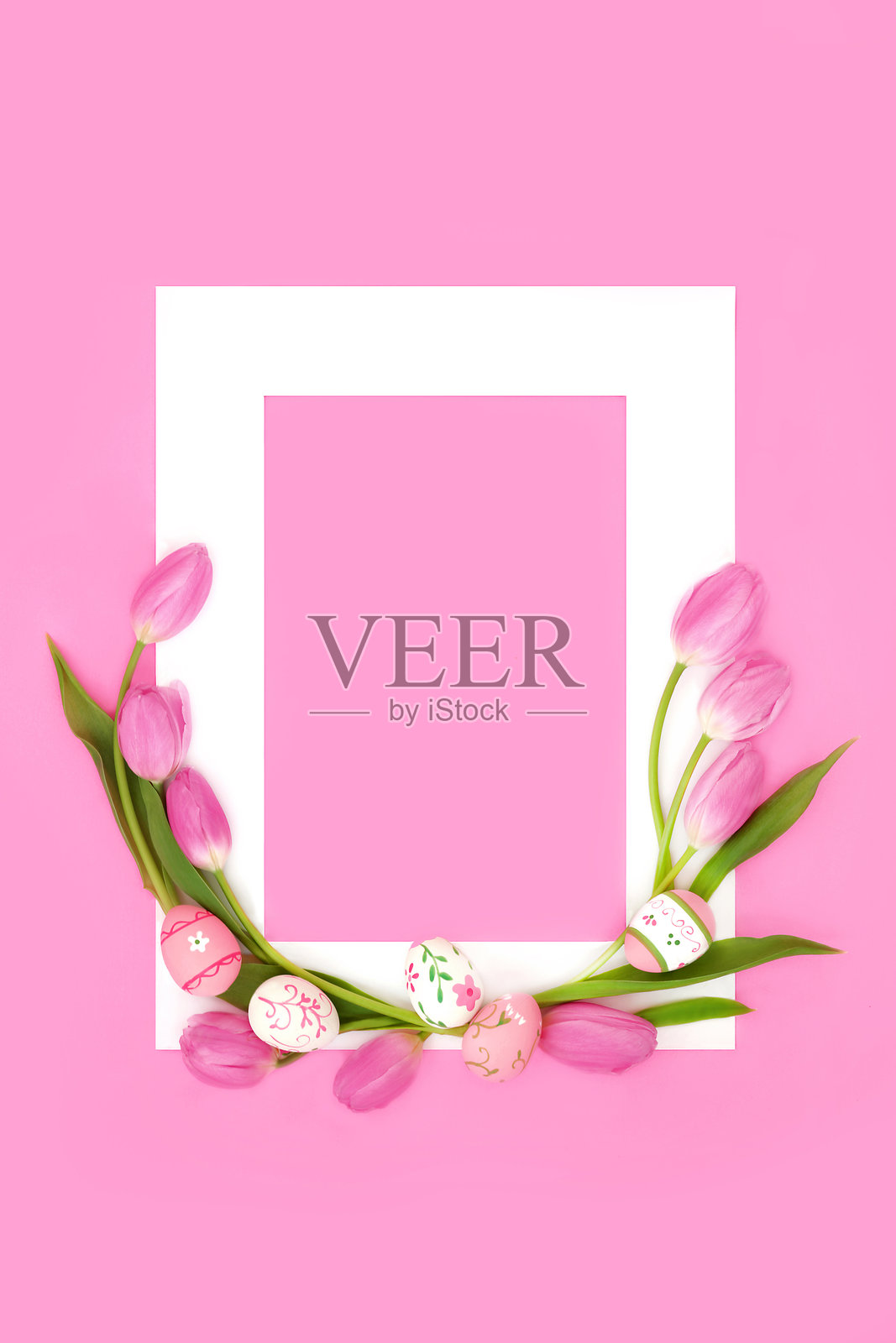 复活节和春天郁金香花卉设计与装饰彩蛋照片摄影图片