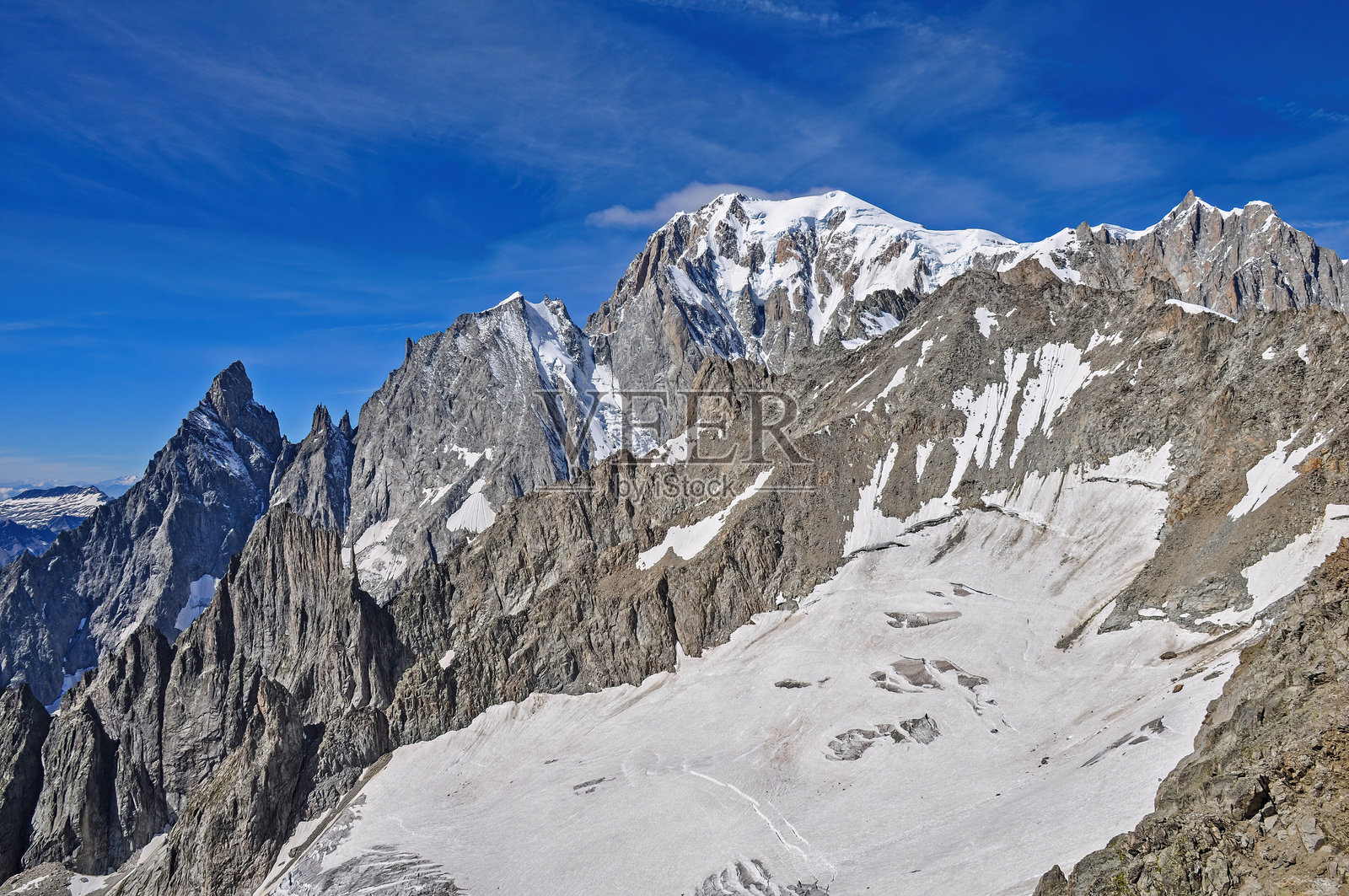 意大利阿奥斯塔谷的勃朗峰：普朗平修冰川的美丽景观照片摄影图片