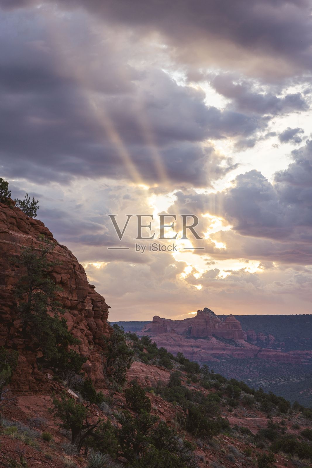 阳光照耀在塞多纳红岩上照片摄影图片