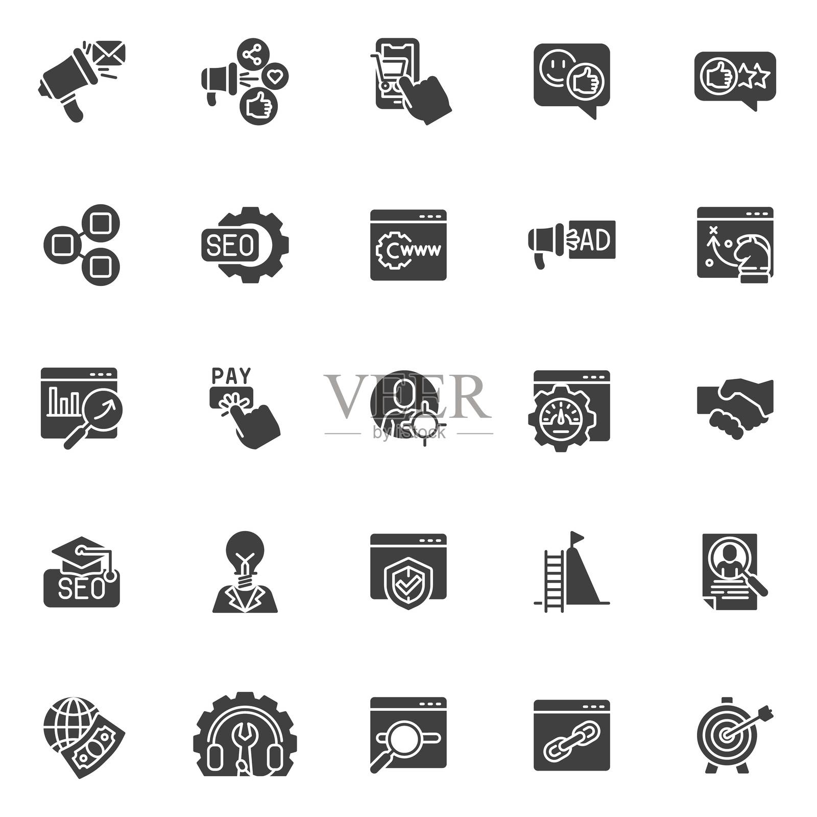 SEO和网络营销矢量图标集插画图片素材