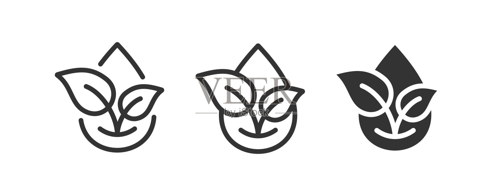 滴油和叶子图标。矢量插图设计。插画图片素材