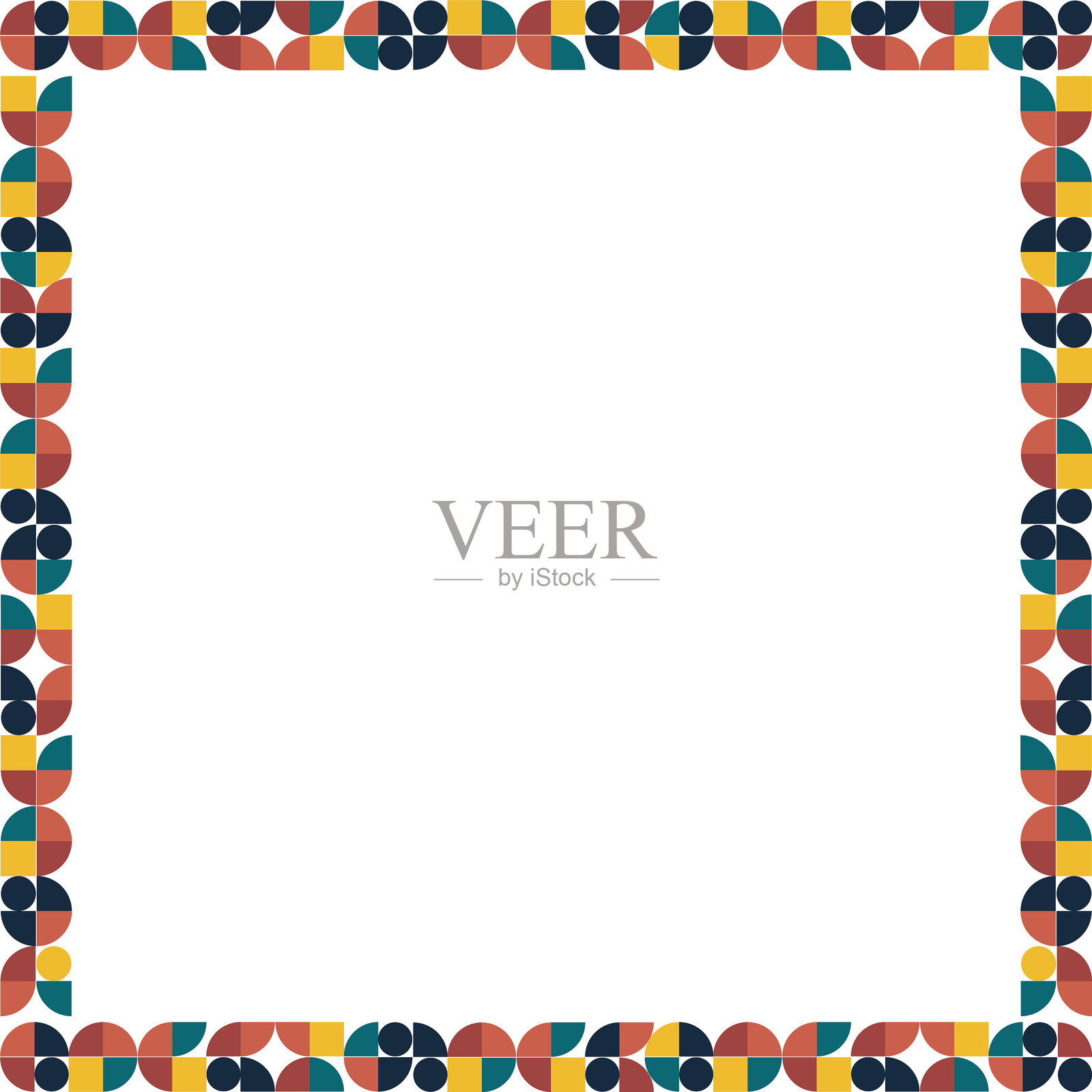 色彩丰富的时尚几何空方框。文本的矢量框架。现代艺术婴儿洗礼图形插画图片素材