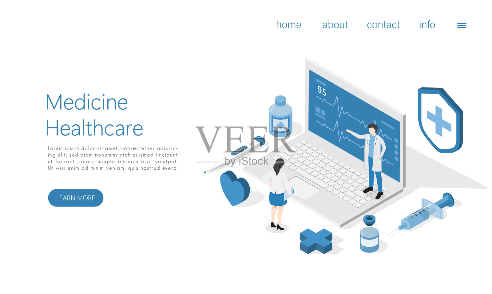 医疗保健现代扁平化设计理念。等距向量。插画图片素材