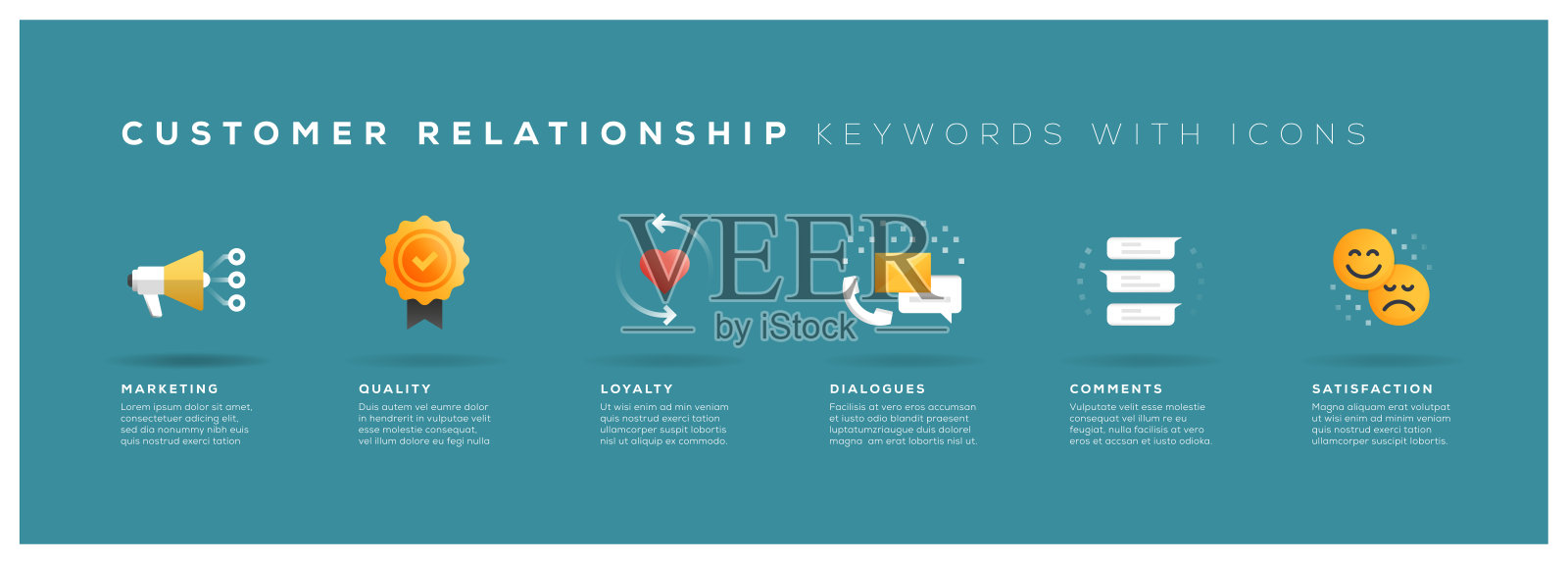 客户关系关键字与图标插画图片素材