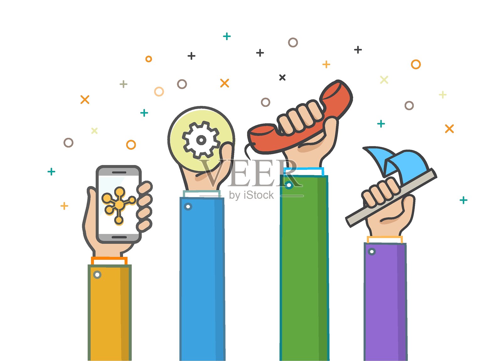 瘦的手的概念插画图片素材