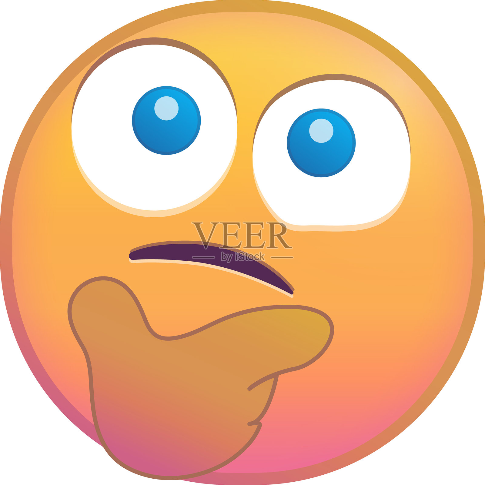 思考的表情符号，手托下巴，面露困惑。插画图片素材