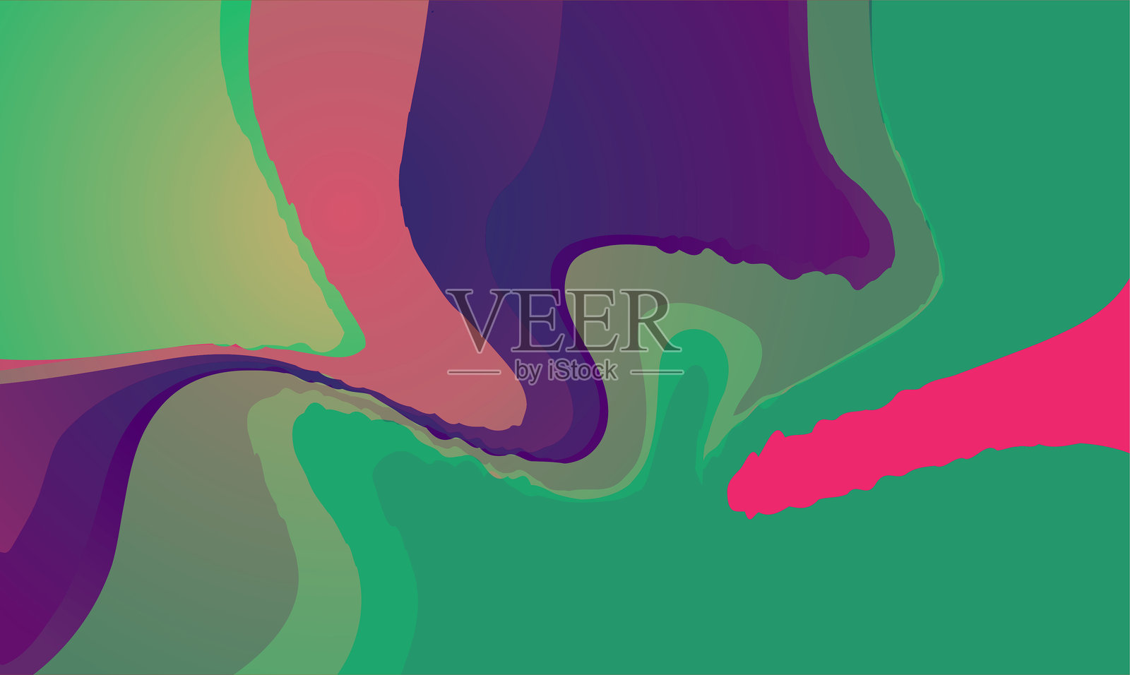 蓝绿色渐变中的波浪形状元素插画图片素材