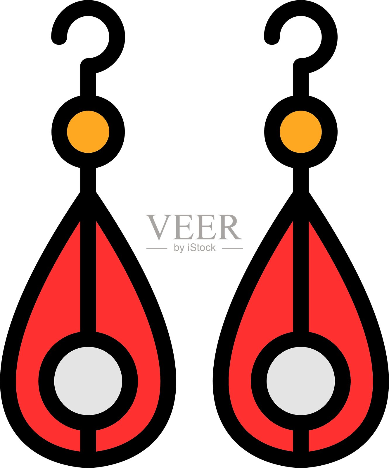 耳环线条填充风格图标设计插画图片素材