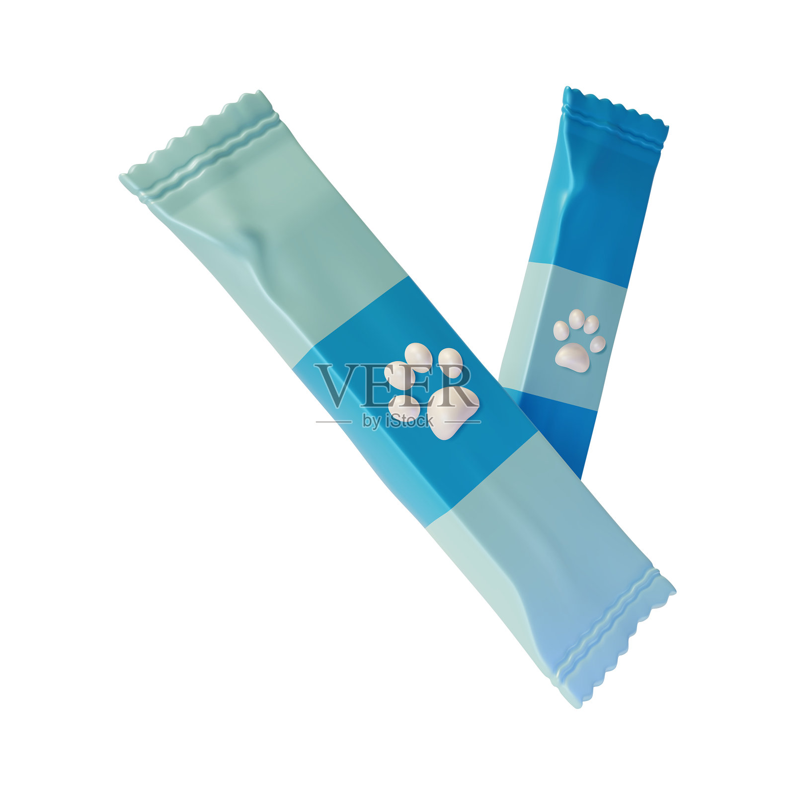 3D狗零食袋宠物概念卡通设计风格。矢量图插画图片素材