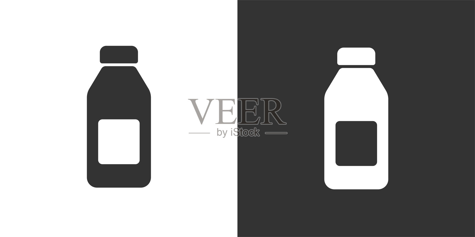 瓶子图标实心图形。黑白图标系列。完美像素，独立于白色和黑色背景。插画图片素材