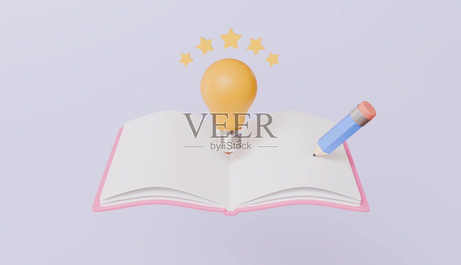 黄色灯泡漂浮在打开的书籍上，象征教育、智慧或创意概念照片摄影图片